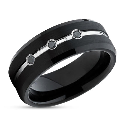 Black Diamond Wedding Ring - Black Wedding Ring - Tungsten Wedding Ring - Black Ring