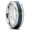 Carbon Fiber Ring - Tungsten Wedding Band - Blue - Tungsten Wedding Ring - Clean Casting Jewelry
