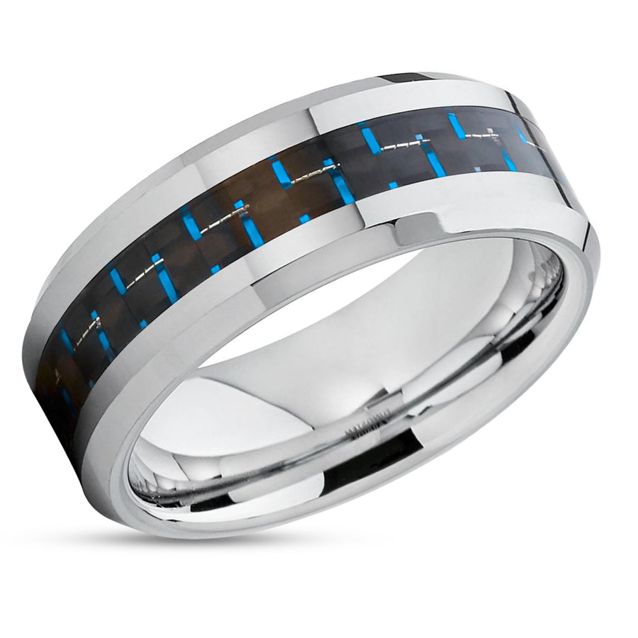 Tungsten Wedding Ring - Carbon Fiber Wedding Ring - Silver Wedding Ring - Tungsten