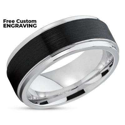 Zirconium Wedding Ring - Black Zirconium Ring - Engagement Ring - Wedding Band