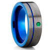 Blue Tungsten Wedding Band - Emerald Tungsten Ring - Gunmetal Wedding Band - Clean Casting Jewelry