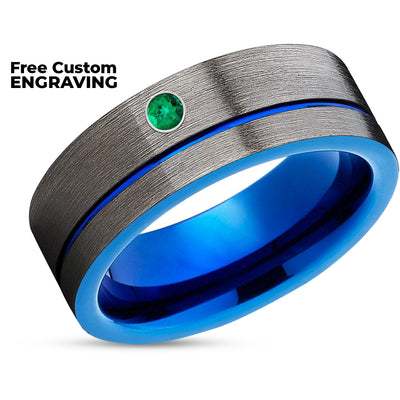 Gunmetal Wedding Ring - Blue Wedding Ring - Tungsten Carbide Ring - Man's Wedding Ring