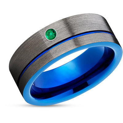 Gunmetal Wedding Ring - Blue Wedding Ring - Tungsten Carbide Ring - Man's Wedding Ring
