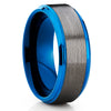 Blue Tungsten Ring - Gunmetal - Tungsten Wedding Band - Gray Ring - Clean Casting Jewelry
