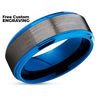 Gunmetal Wedding Ring - Blue Wedding Ring - 8mm Wedding Ring - Wedding Band