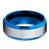 Blue Tungsten Wedding Band - Silver Tungsten - Blue Tungsten Ring - 8mm - Clean Casting Jewelry