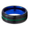 Green Tungsten Wedding Ring - Blue Tungsten Ring - Black Wedding Ring - Engagement Ring