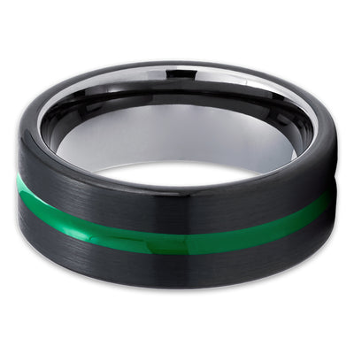 Gunmetal Tungsten Ring - Green Tungsten Ring - Black Tungsten Ring - Unisex - Black Ring