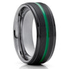 Green Wedding Ring - Gunmetal Tungsten Ring - Green Wedding Band - Anniversary Ring