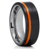 Orange Tungsten Wedding Ring - Black Tungsten Ring - Orange Wedding Ring - Orange Ring
