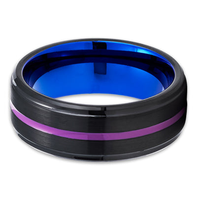 Purple Wedding Band - Blue Tungsten Ring - Black Wedding Ring - Engagement Ring