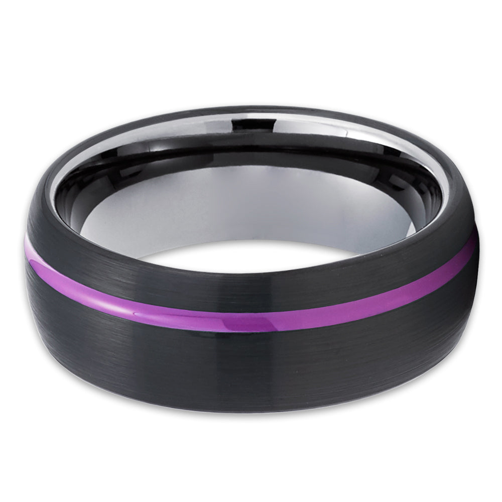 Black Wedding Ring - Gunmetal Tungsten Ring - Purple Wedding Ring - Tungsten Ring
