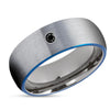 Gunmetal Tungsten Ring - Black Diamond Ring - Tungsten Carbide Ring - Blue Ring