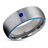 Blue Tungsten Wedding Ring - Blue Sapphire Ring - Gunmetal Wedding Ring - Sapphire Ring