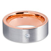 White Diamond Tungsten Ring - Rose Gold Tungsten Ring - Tungsten Carbide - Clean Casting Jewelry