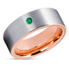 Rose Gold Tungsten Ring - Emerald Wedding Ring - Tungsten Wedding Band - Wedding Ring