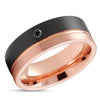 Black Diamond Tungsten Ring - Rose Gold Wedding Ring - 18k Rose Gold - Tungsten Carbide Ring - 8mm Ring