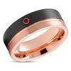 Black Tungsten Wedding Band - Rose Gold Wedding Ring - Ruby Wedding Ring - Black Ring