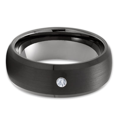 Black Wedding Ring - Diamond Wedding Band - Gunmetal Wedding Ring - Tungsten Carbide