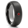 Black Wedding Ring - Ruby Wedding Band - Tungsten Wedding Ring - Gunmetal Ring - 8MM