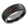 Black Wedding Ring - Ruby Wedding Band - Tungsten Wedding Ring - Gunmetal Ring - 8MM