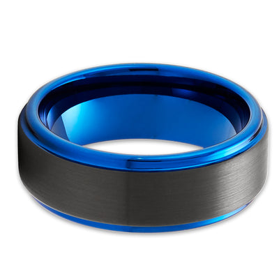 Blue Tungsten Ring - Black Tungsten Ring - Men's Tungsten Ring - Engagement Ring