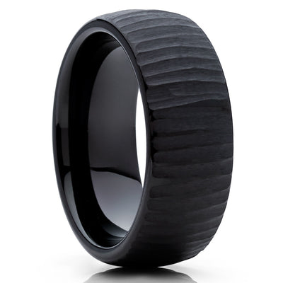 Men's Wedding Band - Black Ring - Tungsten Wedding Band - Tungsten Ring - Clean Casting Jewelry