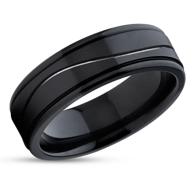 Zirconium Wedding Ring - Black Wedding Ring - Zirconium Wedding Band - Engagement Ring