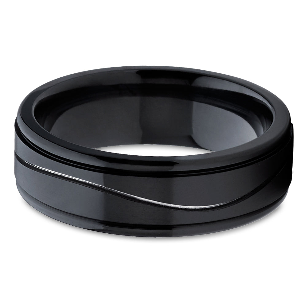 Zirconium Wedding Ring - Black Wedding Ring - Zirconium Wedding Band - Engagement Ring