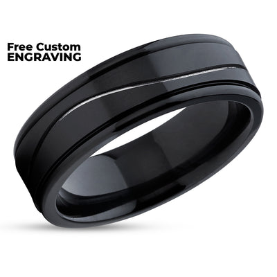 Zirconium Wedding Ring - Black Wedding Ring - Zirconium Wedding Band - Engagement Ring