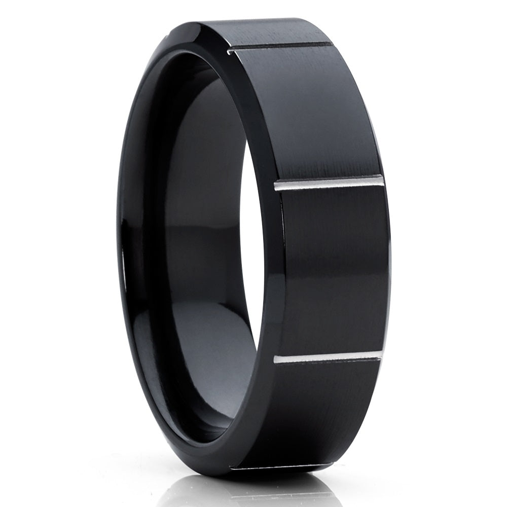 Black Zirconium Ring - Engagement Ring - Zirconium Wedding Band - Wedding Ring