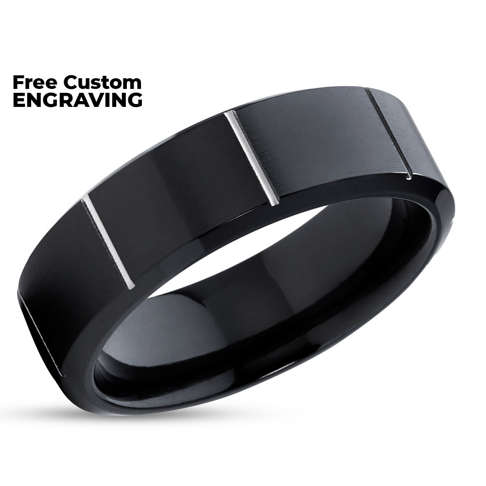 Black Zirconium Ring - Engagement Ring - Zirconium Wedding Band - Wedding Ring