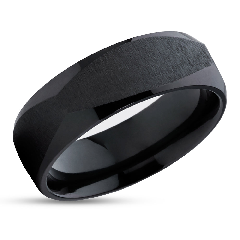 Zirconium Wedding Ring - Black Zirconium Ring - Black Wedding Band - Wedding Ring