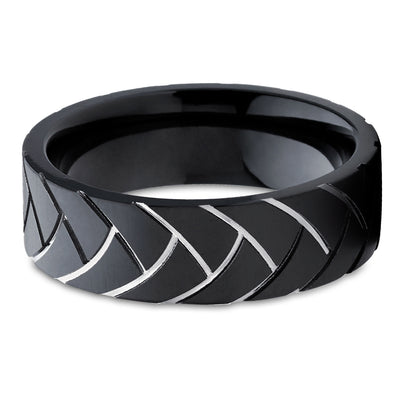 Black Wedding Ring - Black Zirconium Wedding Band - Anniversary Ring - Engagement Ring