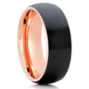 Rose Gold Wedding Ring - Black Zirconium Wedding Ring - Engagement Ring - Black Ring