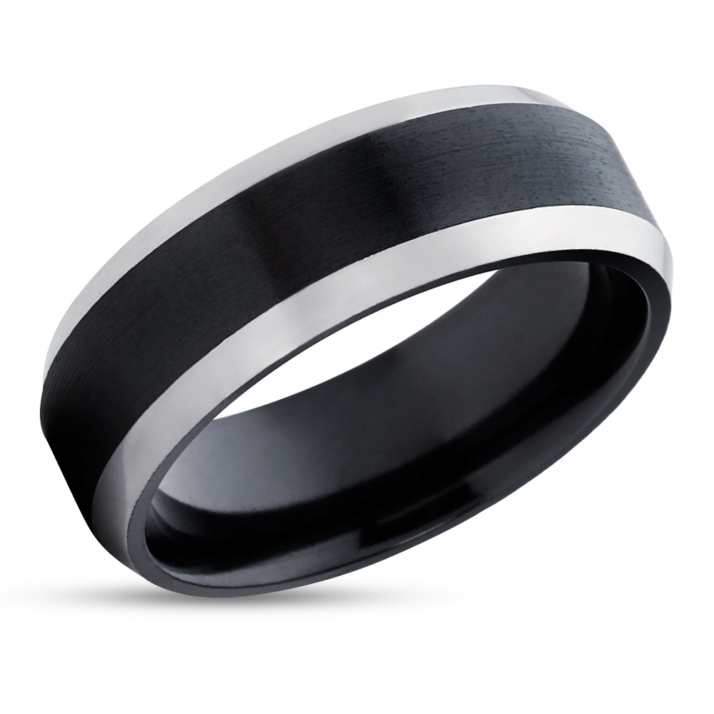 Zirconium Wedding Band - Black Wedding Ring - Zirconium Wedding Ring - Black Wedding Band