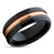 Black Wedding Ring - Black Zirconium Wedding Ring - 14k Rose Gold Ring - Anniversary Ring