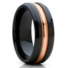 Black Wedding Ring - Black Zirconium Wedding Ring - 14k Rose Gold Ring - Anniversary Ring