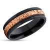 Zirconium Wedding Ring - Black Wedding Ring - 14k Rose Gold - Black Zirconium Ring