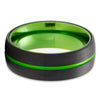 Green Tungsten Ring - Green Wedding Ring - Green Wedding Band - Black Tungsten