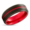 Red Tungsten Wedding Ring - Black Wedding Ring - Tungsten Wedding Ring - Red Ring