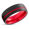 Black Tungsten Ring - Red Tungsten Wedding Ring - Red Wedding Band - Wedding Ring