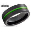 Black Tungsten Ring - Black Wedding Ring - Green Wedding Band - Tungsten Ring