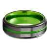 Green Tungsten Ring - Green Wedding Band - Gunmetal Wedding Ring - Green Ring