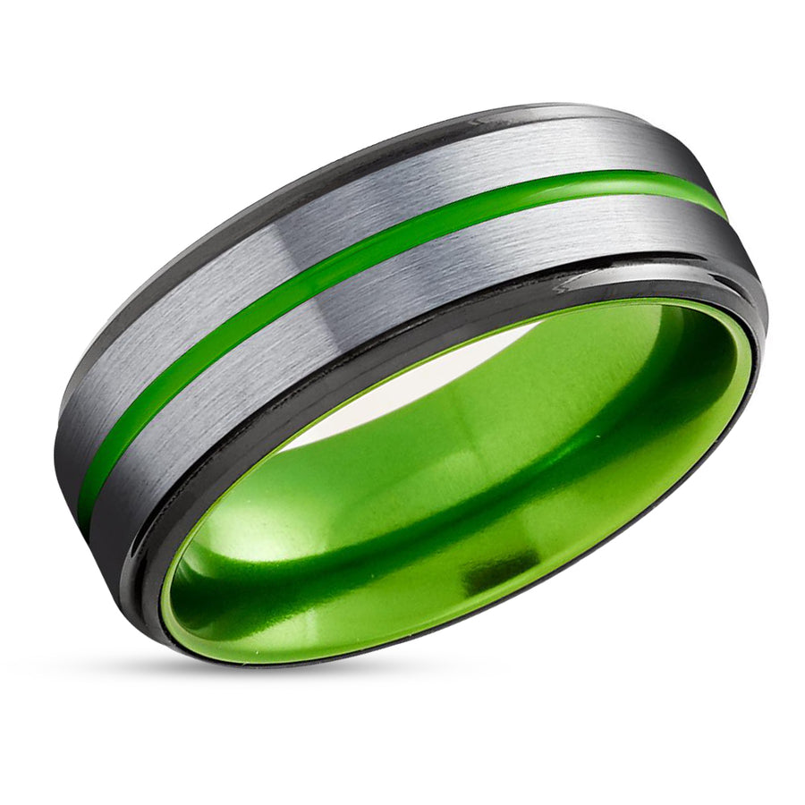 Green Tungsten Ring - Green Wedding Band - Green Tungsten Band - Wedding Ring