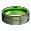 Gunmetal Tungsten Wedding Ring - Black Tungsten Ring - Green Tungsten Ring - Green Ring