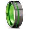 Green Wedding Ring - Gunmetal Tungsten Ring - Tungsten Wedding Band - Green Ring