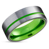 Green Tungsten Wedding Band - Green Wedding Ring - Black Tungsten Ring - Black Ring