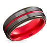 Gunmetal Tungsten Ring - Red Tungsten Ring - Black Wedding Ring - Gunmetal Ring