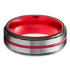 Red Tungsten Ring - Black Tungsten Ring - Red Wedding Band - Black Tungsten Ring